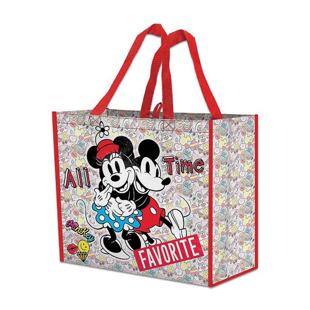 Mickey and Minnie Reusable XL Tote Bag with Red Handles Collectible